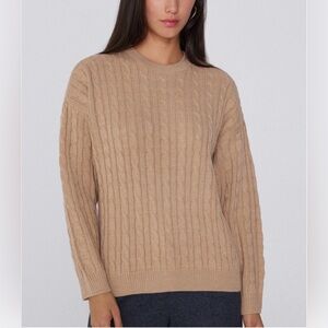 Hippie Rose Beige Cable-Knit Crewneck Tunic Sweater size Medium